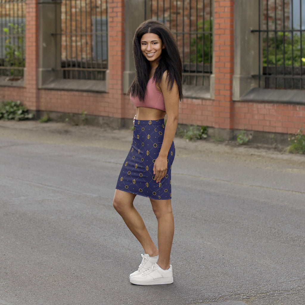 Viso Gold Link - Blue Pencil Skirt