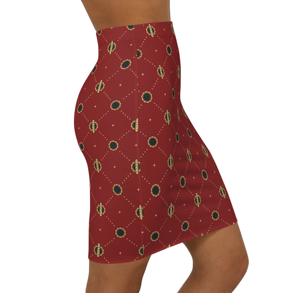 Viso Gold Link - Red Pencil Skirt