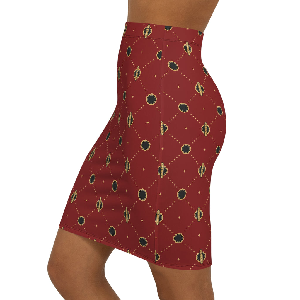 Viso Gold Link - Red Pencil Skirt