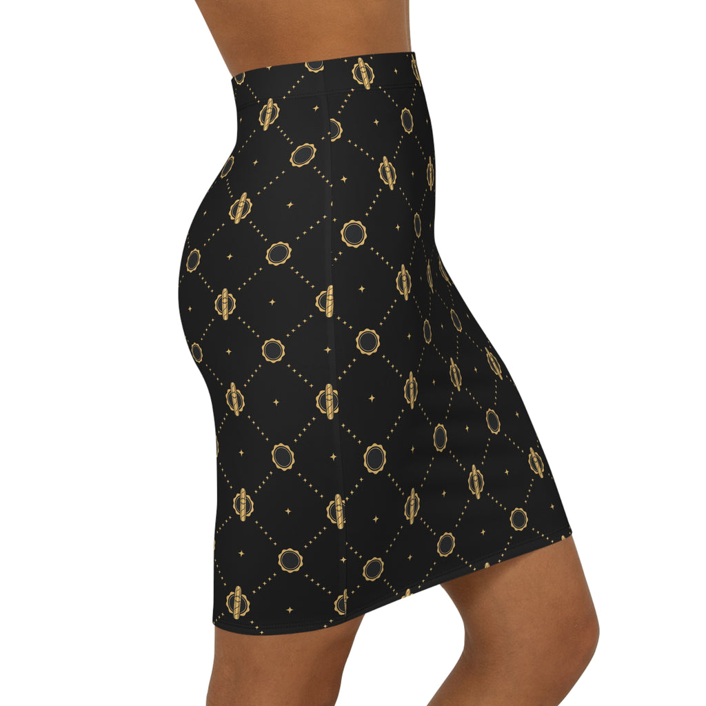 Viso Gold Link - Black Pencil Skirt