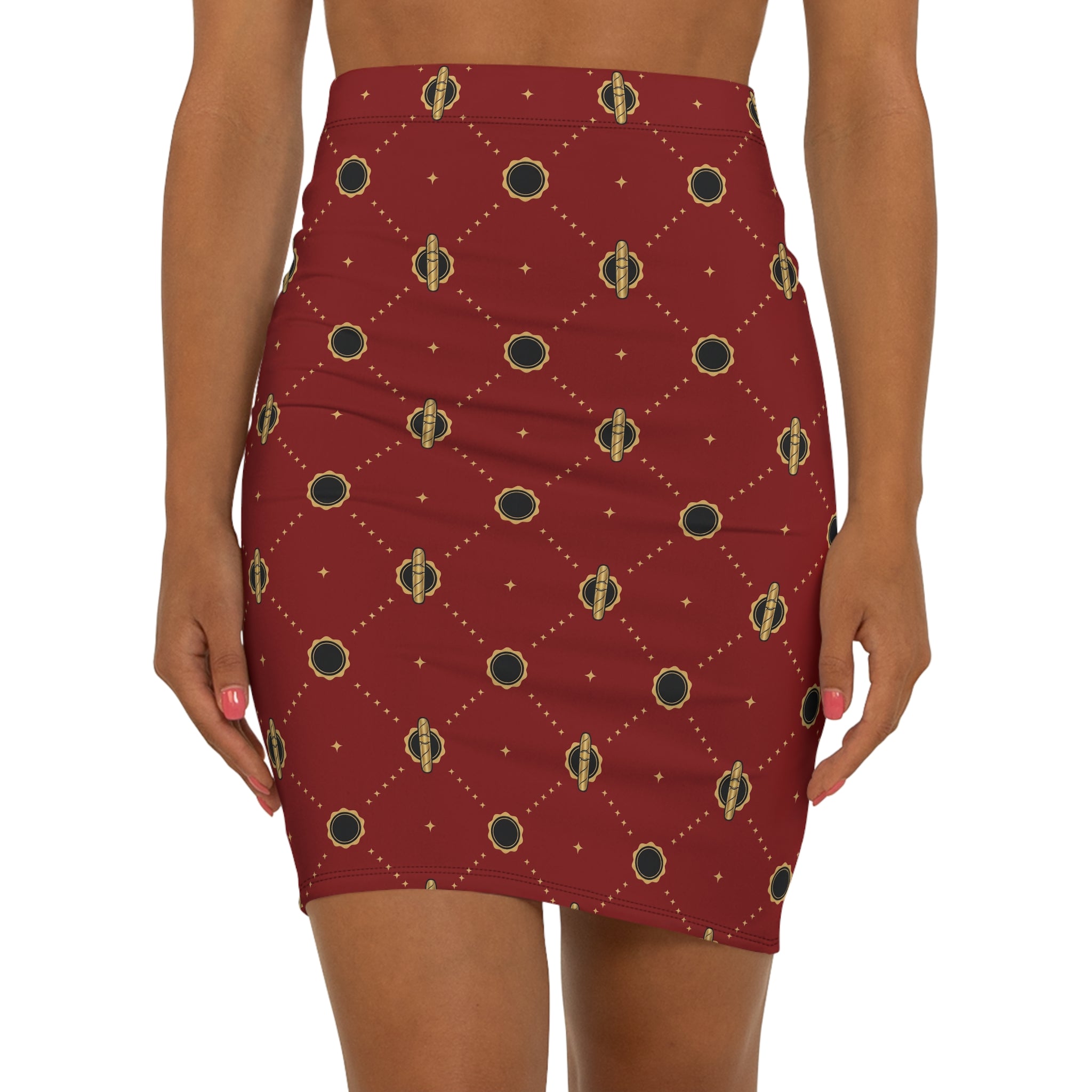 Viso Gold Link - Red Pencil Skirt