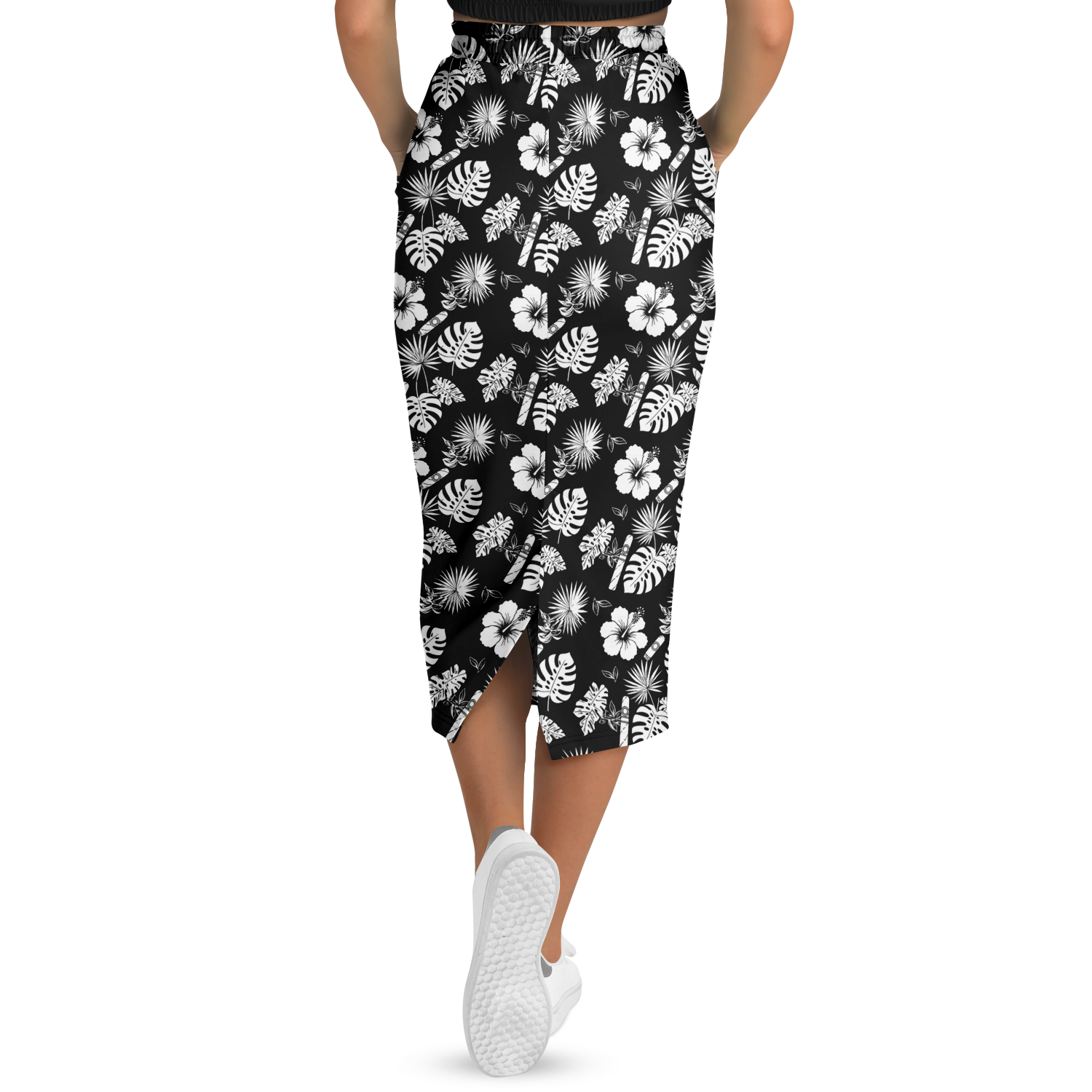 Capa Flora - Black & White Long Tropical Skirt