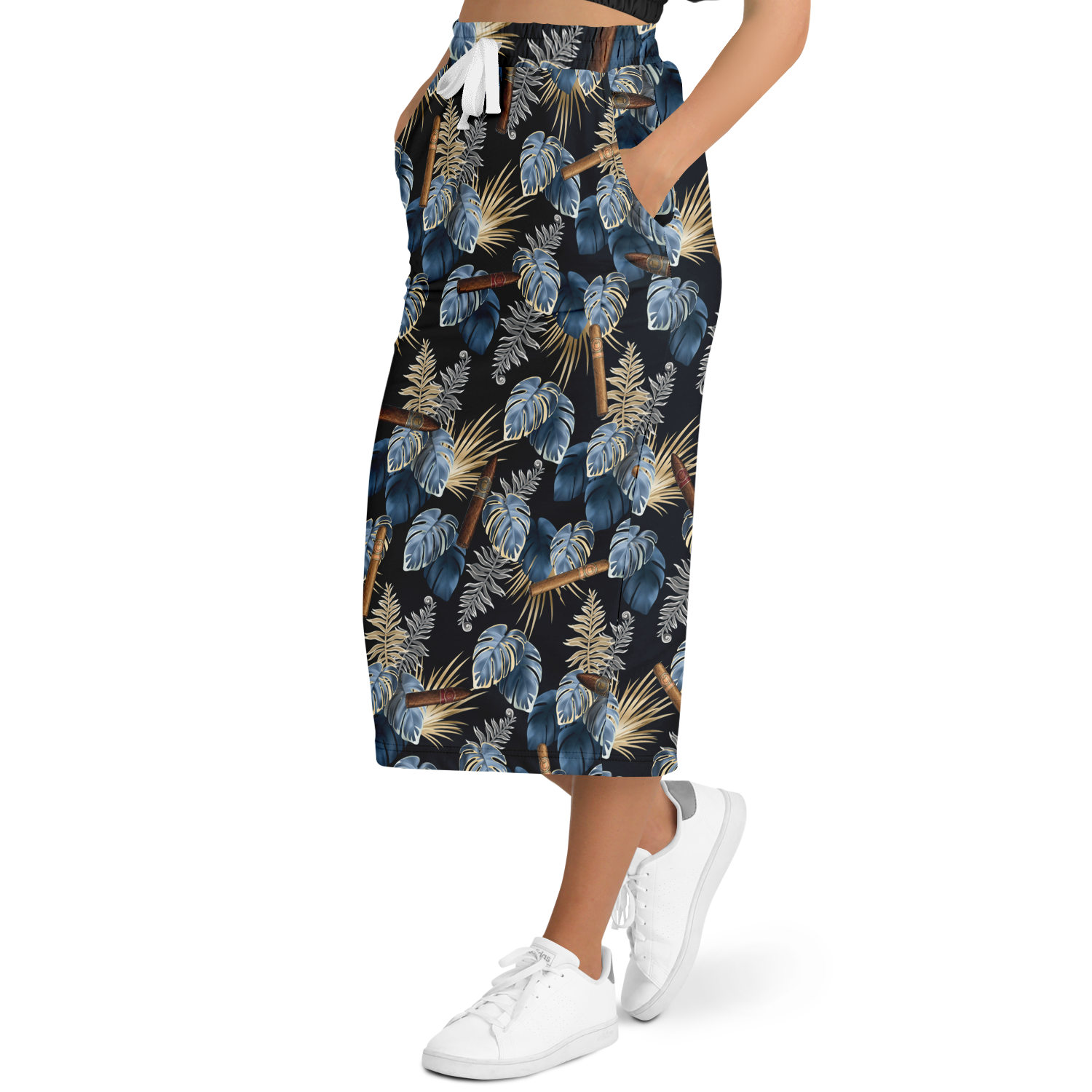 Capa Flora - Blue  Long Tropical Skirt