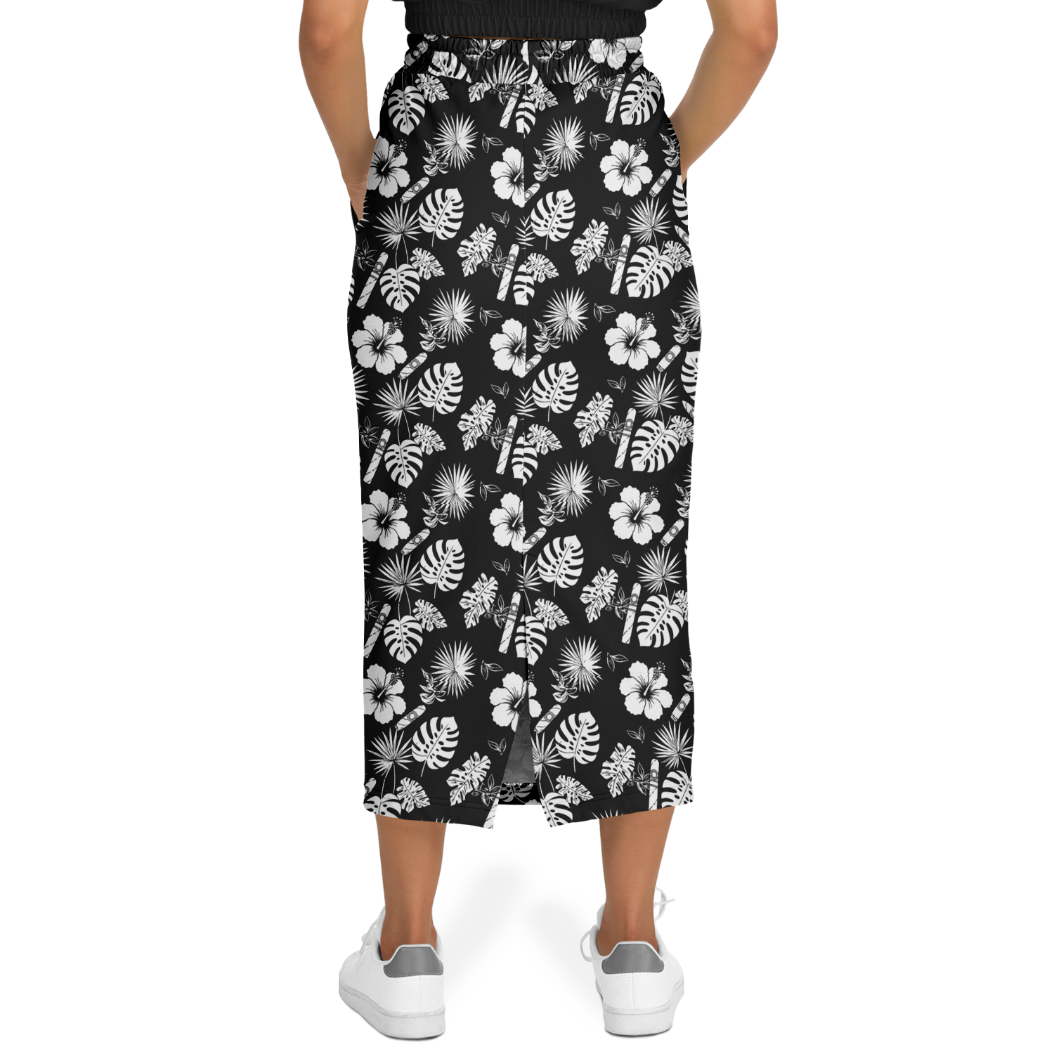 Capa Flora - Black & White Long Tropical Skirt
