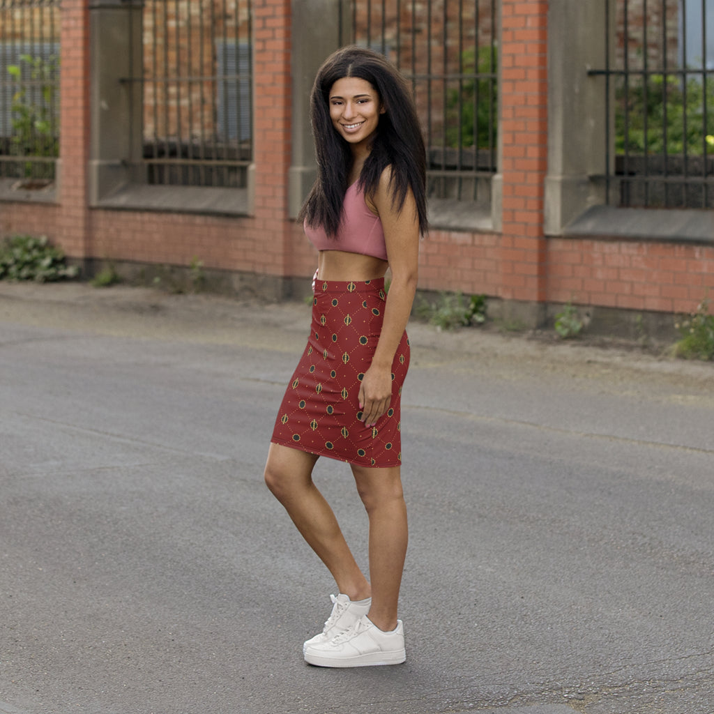 Viso Gold Link - Red Pencil Skirt