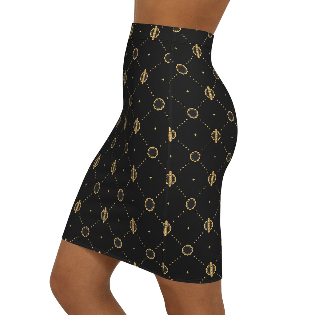 Viso Gold Link - Black Pencil Skirt