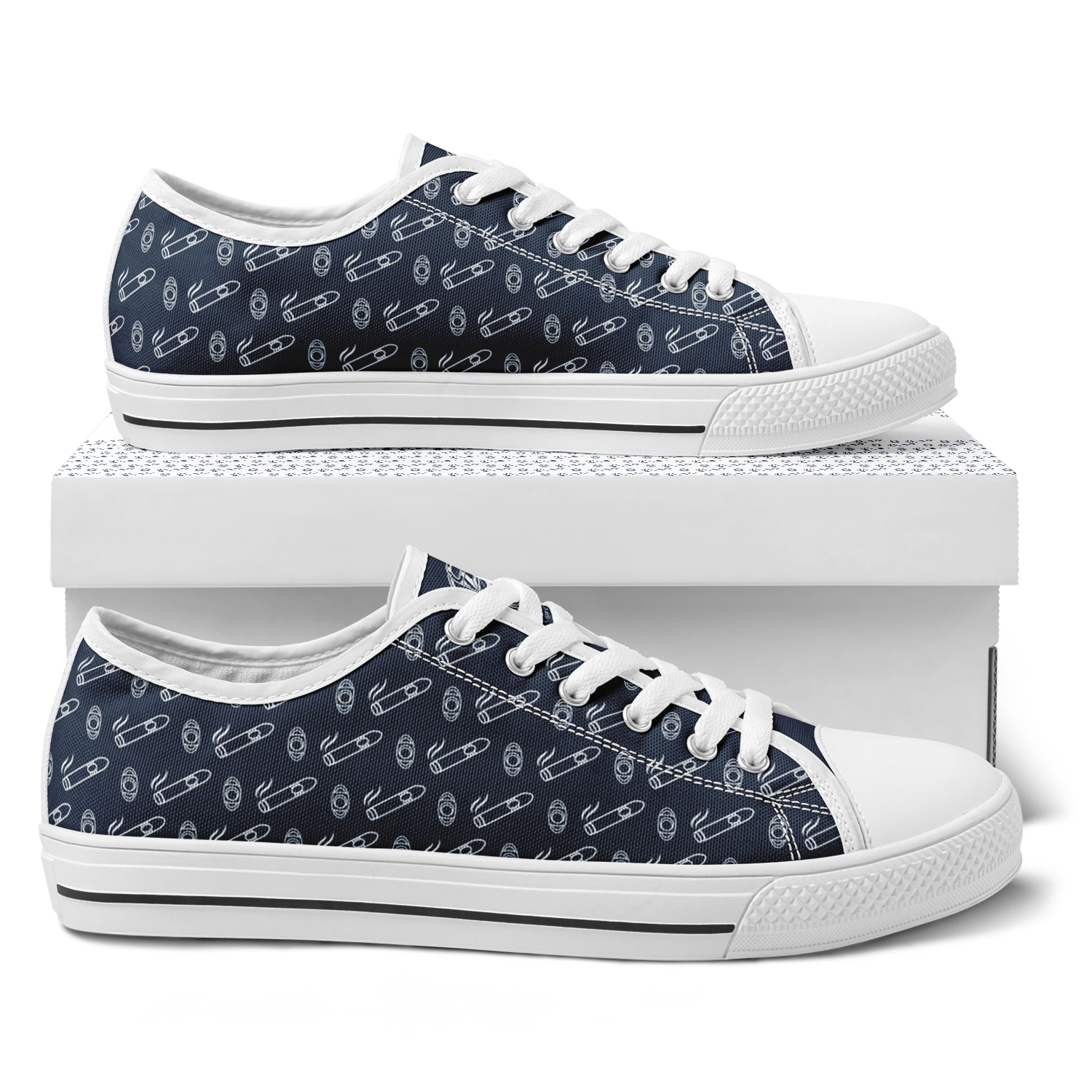 Yacht Smoke Low Shoes - Navy & White