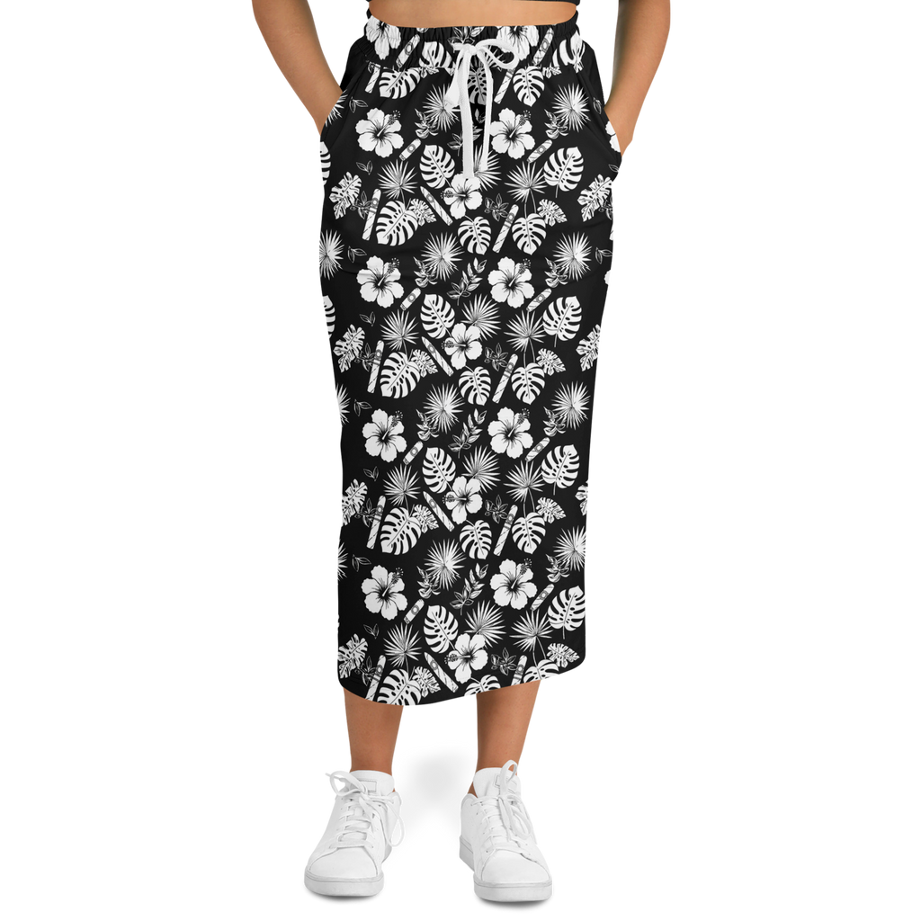 Capa Flora - Black & White Long Tropical Skirt