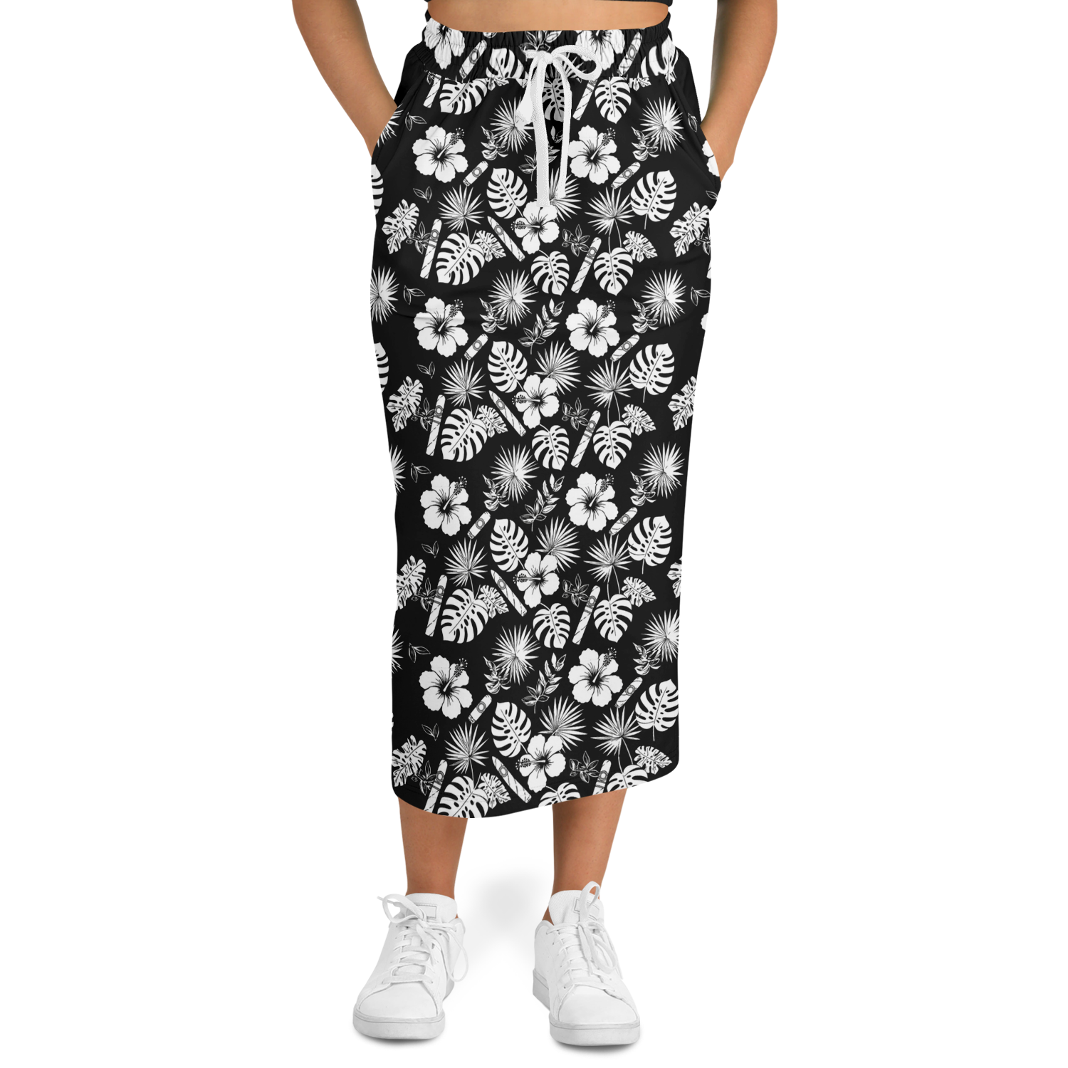 Capa Flora - Black & White Long Tropical Skirt